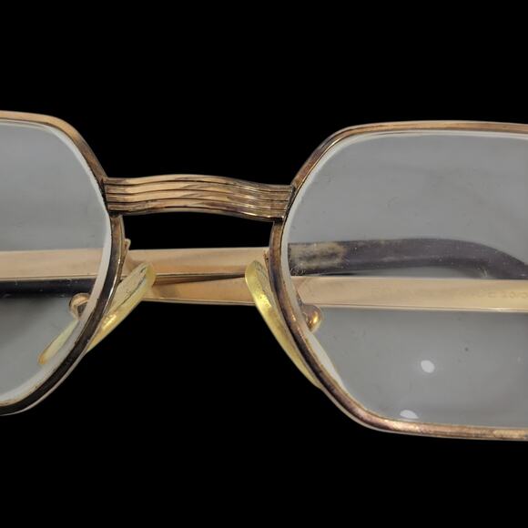 Frame France Heptagon 14K Eye Glasses Vintage Metal Wire Gold Stamped Eyeglasses - Picture 11 of 15